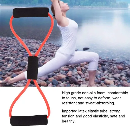 Vista 3 de Bandas, expansor de pecho, ejercitador muscular para hombres y mujeres, tensor de 8 formas, banda elástica, hombro brazo, cuerda elástica