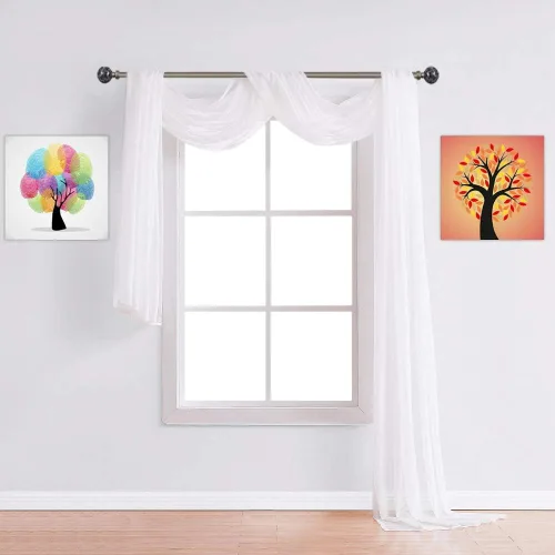 Vista 4 de Warm Home Designs Paquete de Tela para Arco de Boda Tiene 2 Scarves de 216 Pulgadas (18 Pies) en Tela Azul Marino y Blanco para Ceremonia de Boda