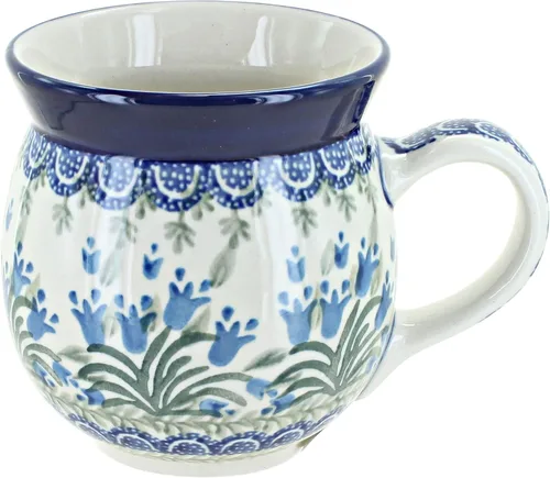 Vista 33 de Blue Rose Polish Pottery - Blue Alyce Bubble Mug - 16 oz - Unique Shape Mug for Coffee & Tea