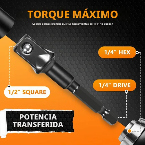 Vista 2 de Mellbree Adaptador de enchufe de impacto 1/2 1/4 a 1/2 para destornillador