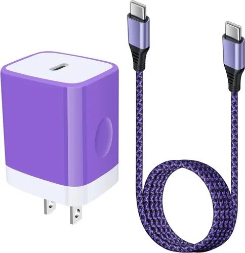 Vista 8 de Cargador tipo C, cargador de pared USB C de 20 W PD de carga rápida y cable de carga de teléfono Android de 6 pies, compatible con iPhone 16 15 Pro