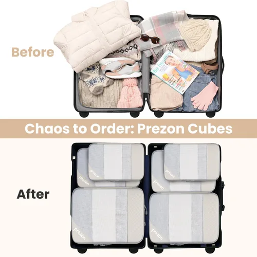 Vista 7 de Juego de 8 juegos6 juegos4 cubos de compresión para viajes, artículos esenciales ligeros de viaje para vacaciones, accesorios de viaje para maleta