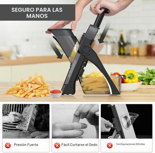 Vista 2 de Cortadora de mandolina segura ajustable 5 en 1 para cocina con cuchillo de Black Knight