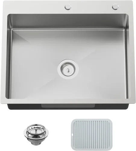 Vista 30 de Fregadero Negro de Cocina y Bar, Fregadero de Cocina de Acero Inoxidable de 15 x 17 Pulgadas para Empotrar, Fregadero de Bar Moderno de Un Solo