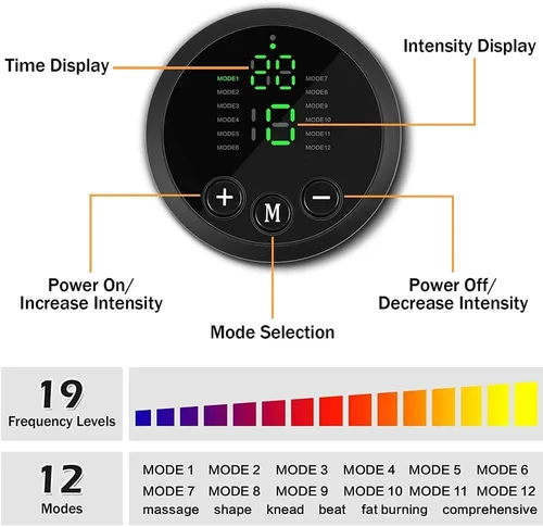 Vista 6 de Estimulador de abdominales, tóner de músculo abdominal EMS portátil para fitness en casa y oficina, entrenamiento de fuerza, color negro