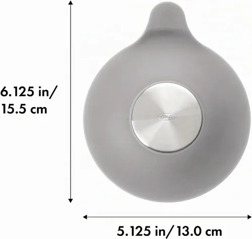 Vista 2 de OXO Good Grips Tapón para Tina de Silicona/Acero Inoxidable, Gris Drenaje de sellos de succión resistentes, se adapta a desagües estándar