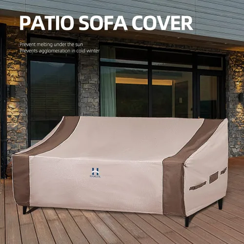 Vista 7 de HAMLER Funda para sofá de patio - Resistente impermeable, funda para sofá de exterior de 2 plazas, con ventilaciones y asas, se ajusta hasta 48