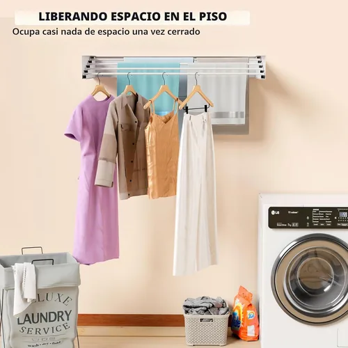 Vista 7 de ZMBESUP Estante de secado de ropa plegable, para montar en la pared, estante de secado de pared retráctil, 23.6 pulgadas de ancho, 4 varillas