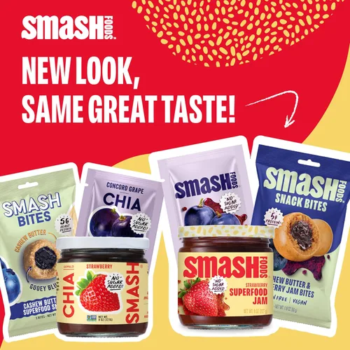 Vista 8 de Chia Smash Superfood Jam Squeeze Paquetes Untar, arriba, apretar y refrigerio Enteros 30, aptos para diabéticos, aptos para diabéticos