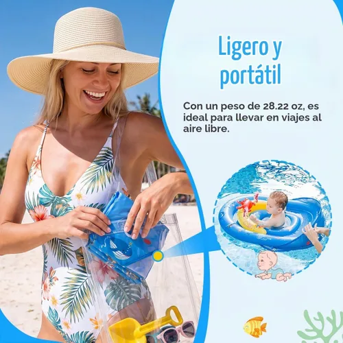 Vista 6 de LAYCOL Baby Pool Float with Canopy UPF50+, 120°Adjustable Sun Protection and Anti-Tip Safety Seat, Inflatable Toddler Floaties Infant Pool Float