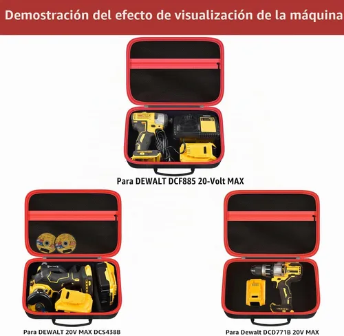 Vista 4 de Estuche rígido de almacenamiento para taladro DEWALT, amoladora angular, para inflador de neumáticos AstroAI y más, funda de transporte EVA de 12 x