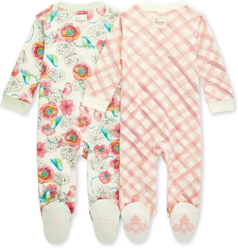 Vista 2 de Burt's Bees Baby Sleep & Play - Pijama de una pieza para bebés niñas, enterizo de 100% algodón orgánico con cremallera frontal, rómper de bebé
