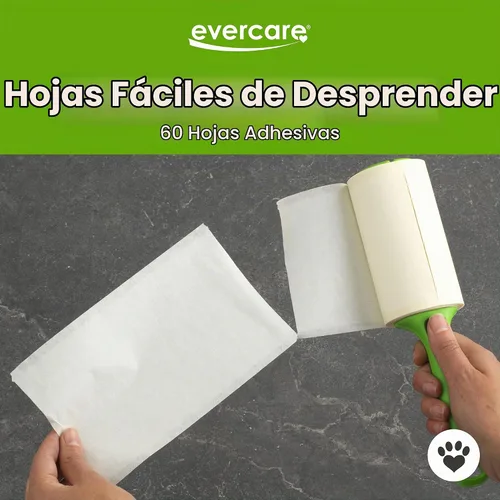 Vista 6 de Recambio Evercare para rodillo de pelusa adhesiva extra para mascotas, 60 hojas, paquete de 6
