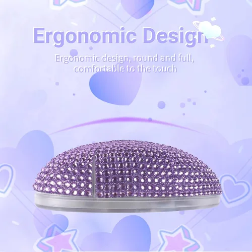 Vista 3 de elec Space - Ratón inalámbrico Bluetooth, ratón silencioso y elegante con forma de corazón para laptop, PC - Alcance de 10m (Morado)