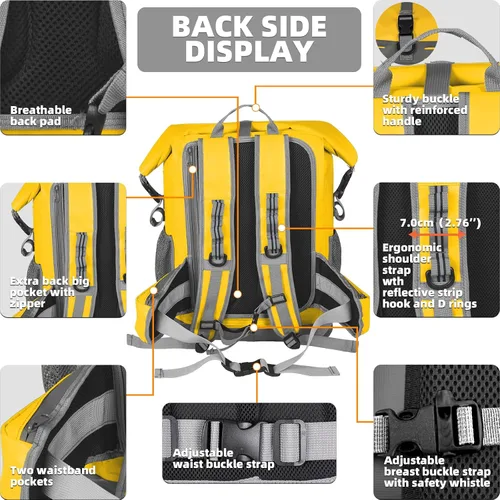 Vista 42 de MORXPLOR Bolsa seca impermeable, 5L/10L/20L/30L/40L/55L Mochila seca con funda impermeable para teléfono para natación, kayak