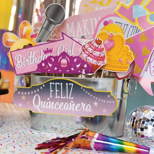 Vista 7 de Accesorios para cabina de fotos de quinceañera, kit de cabina de fotos de 41 piezas con letrero de 8 x 10 pulgadas, 60 almohadillas adhesivas, 45
