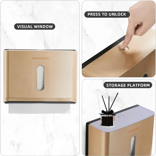 Vista 3 de Dispensadores de toallas de papel para montaje en pared: soporte para toallas de papel multidobladas en Z, instalación sin perforación, dispensador
