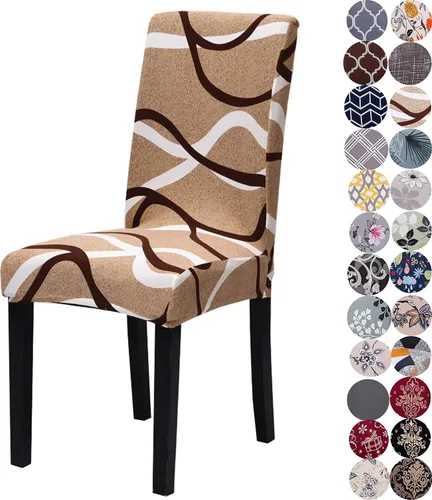Vista 50 de Juego de 6 fundas de terciopelo para sillas de comedor, fundas elásticas suaves para sillas Parson, extraíbles y lavables, con elástico para un