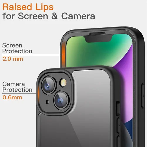 Vista 5 de JETech Funda para iPhone 14 de 6.1 pulgadas con protector de pantalla de vidrio templado integrado, protección completa de la cámara, a prueba
