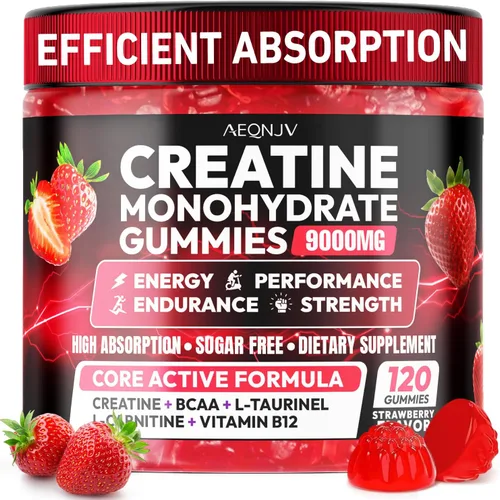 Vista 9 de Gomitas de Creatina Monohidrato Complejo para Hombres y Mujeres, 9000MG Suplemento de Creatina Pre-Entrenamiento Mejora la Fuerza Muscular