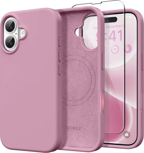 Vista 94 de GONEZ Funda magnética para iPhone 14, compatible con Magsafe, con protector de pantalla + protector de cámara, forro de microfibra antiarañazos
