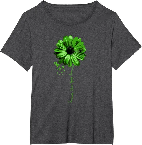 Vista 23 de Camiseta de conciencia de lesiones cerebrales traumáticas con cinta verde guerrero, Negro, S