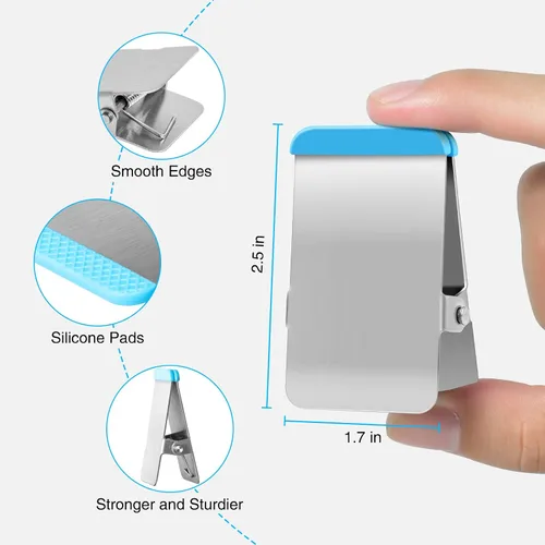 Vista 3 de BURLIHOME Clips de acero inoxidable con silicona de colores, paquete de 6 clips resistentes Strong Spring for Dog Food/Chip Bag,Colored Edges