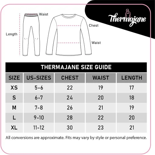 Vista 5 de Thermajane - Ropa interior térmica ultrasuave para niña, conjunto de calzones largo con forro polar