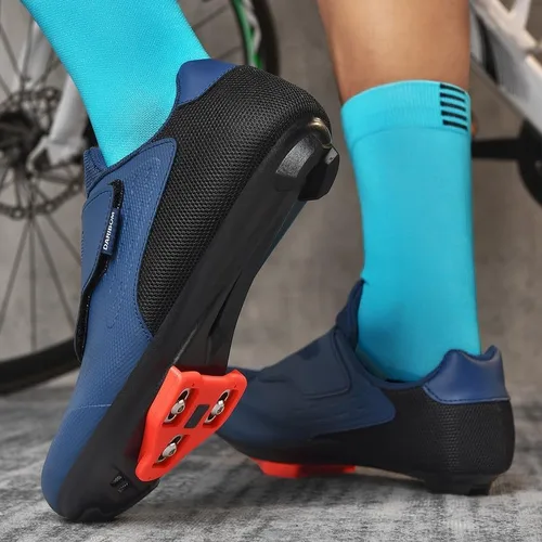 Vista 6 de Zapatos de ciclismo unisex compatibles con zapatos Peloton, zapatos de ciclismo de carretera para interiores para hombres y mujeres, preinstalados