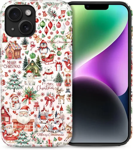 Vista 48 de Funda para iPhone 13 iPhone 14, a prueba de golpes, funda protectora híbrida de 2 capas, doble protección contra caídas, antiarañazos, diseño Rojo