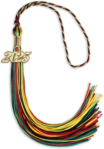 Vista 87 de Endea Graduation Borla mixta de triple color con gota de fecha dorada (negro/dorado/blanco, 2021)