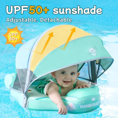 Vista 4 de Mambobaby Flotador con malla de cama y dosel no inflable Flotador de piscina infantil inteligente entrenador de natación para añadir cola, flotador