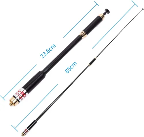 Vista 7 de AL-800 SMA-Antena de conector hembra Antena súper telescópica de alta ganancia VHF/UHF 144/430MHz para Kenwood TYT HYT Wouxun BAOFENG UV-5R UV-82 etc
