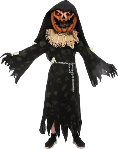 Vista 2 de Spooktacular Creations Disfraz unisex de calabaza malvada para Halloween para niños, disfraz de calabaza aterradora para Halloween y cosplay