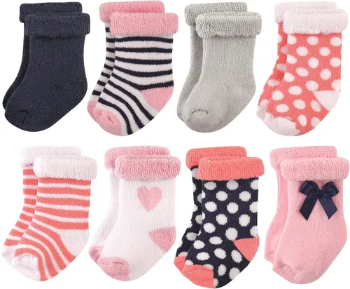 Vista 68 de Hudson Baby - Calcetines de algodón para bebés recién nacidos y Terry para niñas bebés