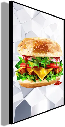 Vista 4 de Hamburguesa papas fritas Imagen Mural Decoración, Impresión de lienzo Imágenes Restaurante Arte de la pared Impresiones para la decoración moderna