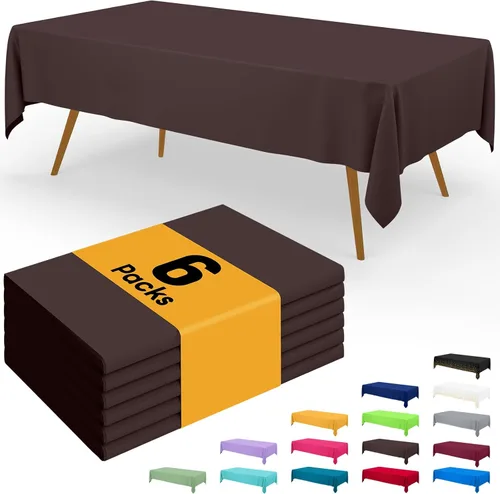 Vista 63 de Smiry - Juego de 6 manteles desechables, 54 x 78 pulgadas, manteles impermeables rectangulares para fiestas, cubierta de mesa de plástico