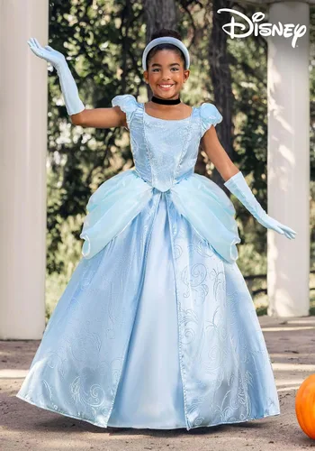 Vista 2 de Disney Premium Cinderella Costume Dress for Girls with Headband, Gloves & Necklace for Halloween or Dress Up