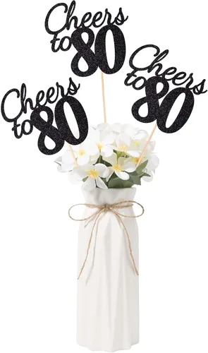 Vista 43 de Gexolenu Cheers to 21, paquete de 10 centros de mesa con purpurina dorada de doble cara para cumpleaños número 21 para mesas, palitos decorativos