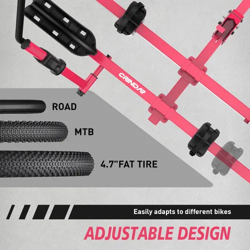 Vista 8 de Soporte para bicicleta eléctrica para 2 bicicletas, soporte para bicicletas de montaje en enganche de alta resistencia de 200 libras, sin marco