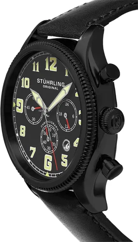 Vista 2 de Stuhrling Original 58402 Mónaco Reloj de cuarzo con pantalla analógica color negro