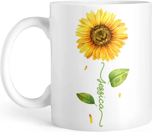 Vista 12 de CUBICER Tazas de café personalizadas, diseño de lirio, nombre personalizado, tazas de cerámica blanca, taza de viaje grande, vaso para beber, Lirio