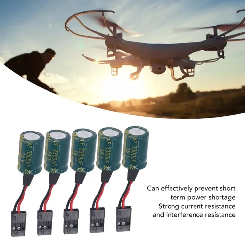 Vista 2 de Pilipane Protector de voltaje del receptor de drone RC, 5 piezas RC Drone Protector de voltaje, 3300uF 16V RC Drone Protector de voltaje