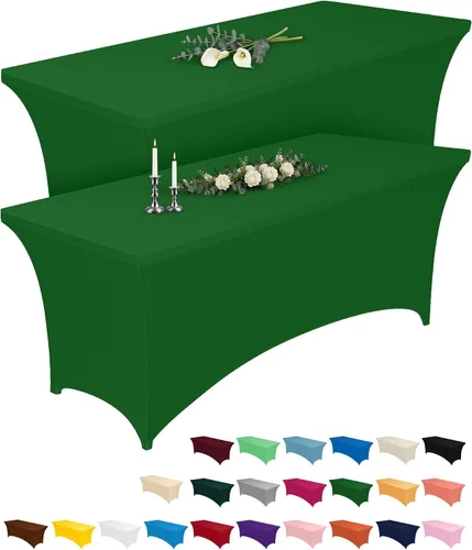 Vista 16 de Pureegg - Juego de 2 manteles de elastano ajustables de 1,2 m para mesas rectangulares, mantel elástico y sin arrugas para mesa de masajes, fiestas