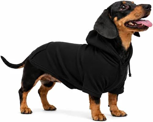 Vista 34 de Lovelonglong Sudadera básica con capucha para perros, 100% algodón, se adapta a perros pequeños, medianos y grandes, color negro, XS
