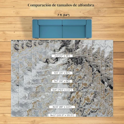 Vista 7 de LUXE WEAVERS Alfombra abstracta de remolinos de mármol, humo 2x3