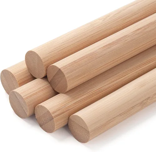 Vista 8 de Clavijas de madera para manualidades, 10 varillas de madera de 1/2 x 12 pulgadas, varillas de bambú redondas naturales para manualidades, tacos