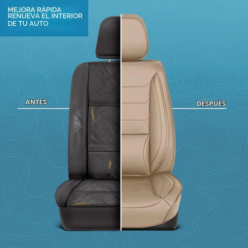 Vista 6 de MotorBox Meridian Series - Fundas de asiento de piel napa, fundas clásicas de asiento delantero, de piel sintética de alta calidad, color beige