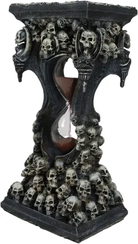 Vista 3 de Ebros Gift 7.5 pulgadas de alto gótico invertible pilar cementerio cráneo morphing cráneo calaveras arena temporizador figura macabra osario