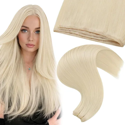 Vista 41 de Moresoo Extensiones de cabello humano real para coser, color negro natural